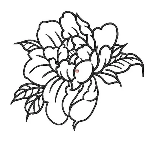 Motif broderie Pivoine Blackwork Motif broderie Pivoine
