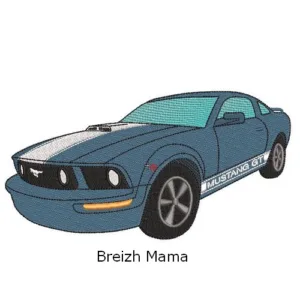 Motif broderie voiture Mustang