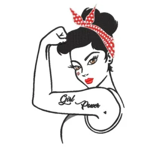 Motif broderie Pin up Girl Power