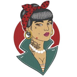 Motif broderie pin up Rock 4