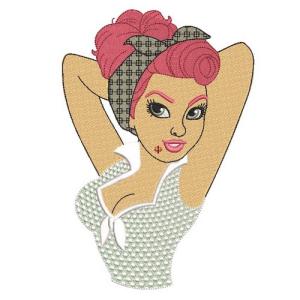 Motif broderie Pin up Rose