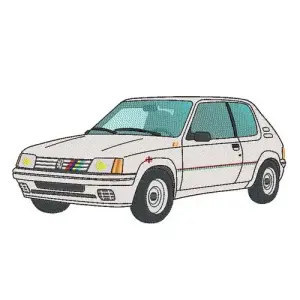 Motif broderie voiture Peugeot 205 Rallye