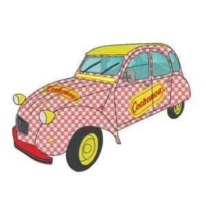 Motif broderie 2CV Cochonou