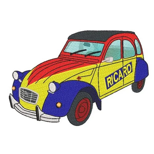 Motif broderie Citröen 2CV Ricard Motif broderie Citröen 2CV Ricard