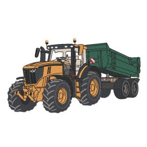 Motif broderie tracteur remorque